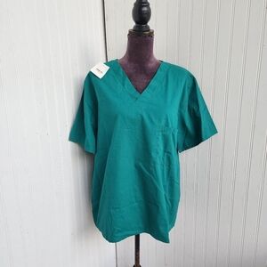 NWT Walmart Solid Hunter Green Scrub Top Shirt Size Medium
